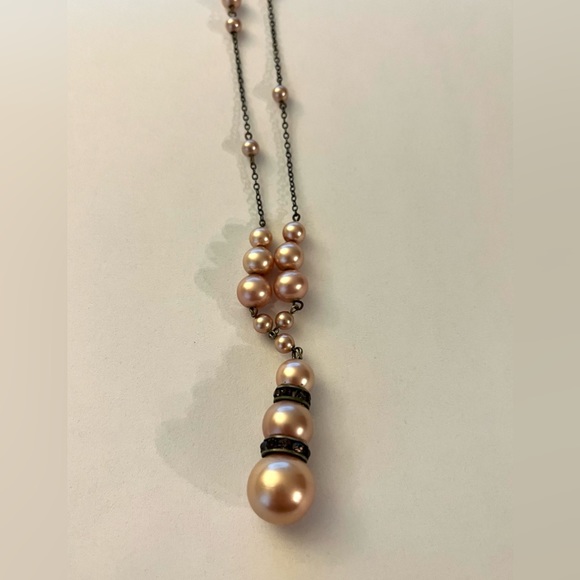 Vintage pinky/beige pearl necklace. 15 inch choker necklace. - Picture 3 of 7